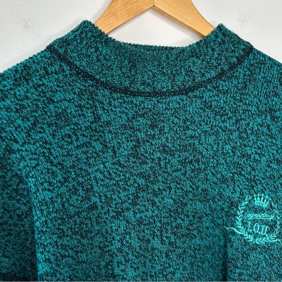 I.O.U. Already A Legend Legendary Vintage Teal Knit Sweater Mens Size Medium - Picture 2 of 5